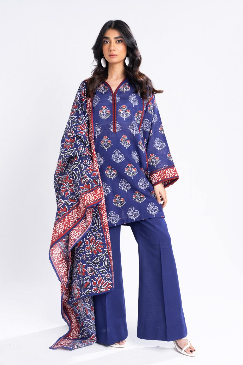 Alkaram FW-14-1-24-Navy Blue Winter Collection 2024