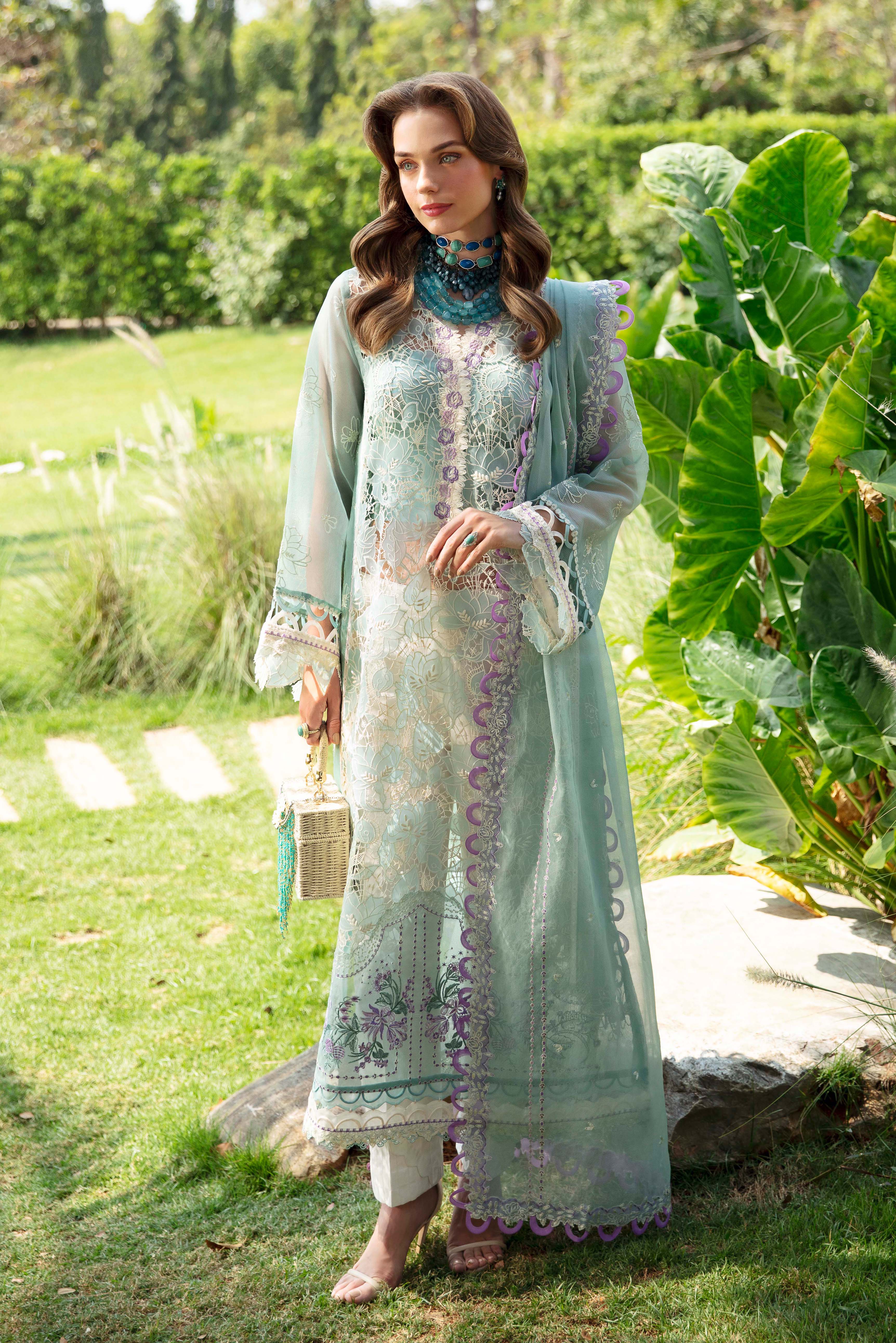 luxury lawn dresses CYAN BY HUSSAIN REHAR - HEAVY EMBROIDERED LUXURY LAWN DRESS