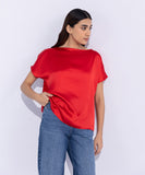 Sapphire Slash Neck Satin Top WTOPS25V2007 West RTW 2025