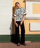 Sapphire Tie-Collar Satin Top WTOPS25V2030 West RTW 2025