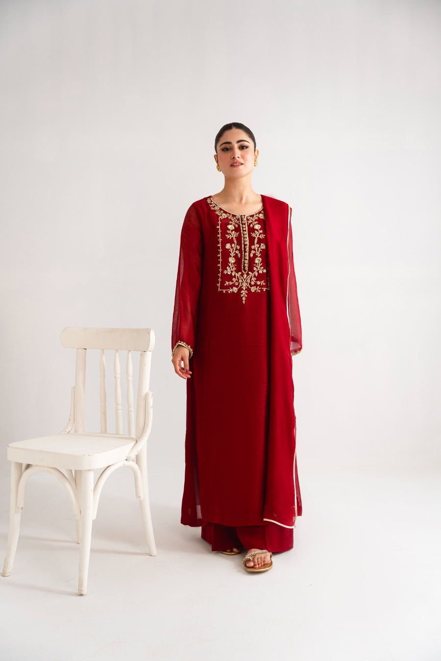 strapless open back dress Agha Noor Chanda Bridal Collection 2024 – Sara Clothes