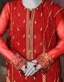 Junaid Jamshaid 3PC-JJLS-S-JFU-25-704 Maroon Organza Embroidered Shades Of Summer 2025