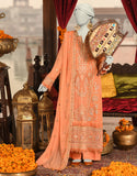 Junaid Jamshaid 3PC-JJLS-S-JFU-25-708 Peach Organza Embroidered Shades Of Summer 2025