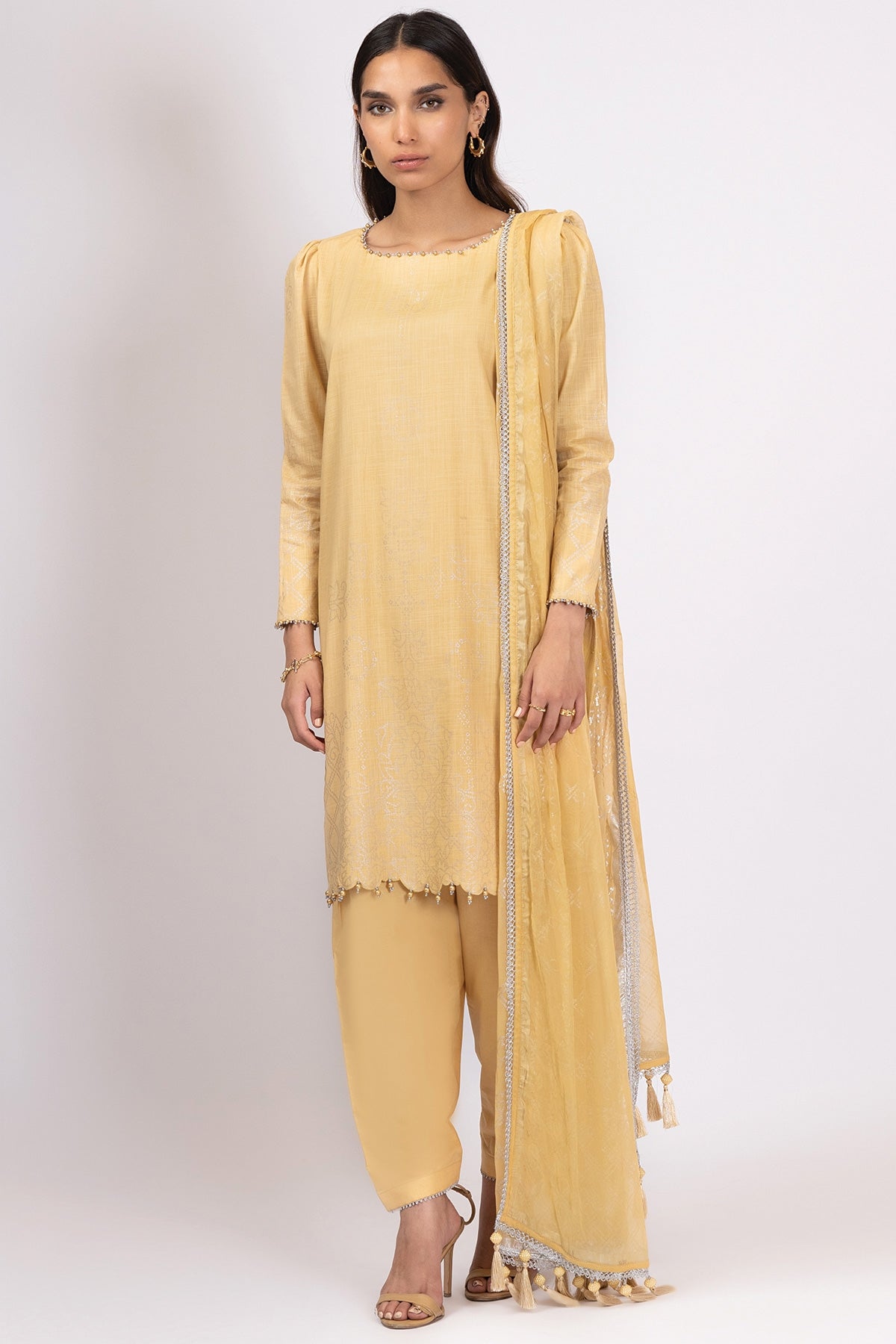 Alkaram Online Ss-14.1-22 Yellow Spring Summer 2022 - Pakistani Branded Clothes