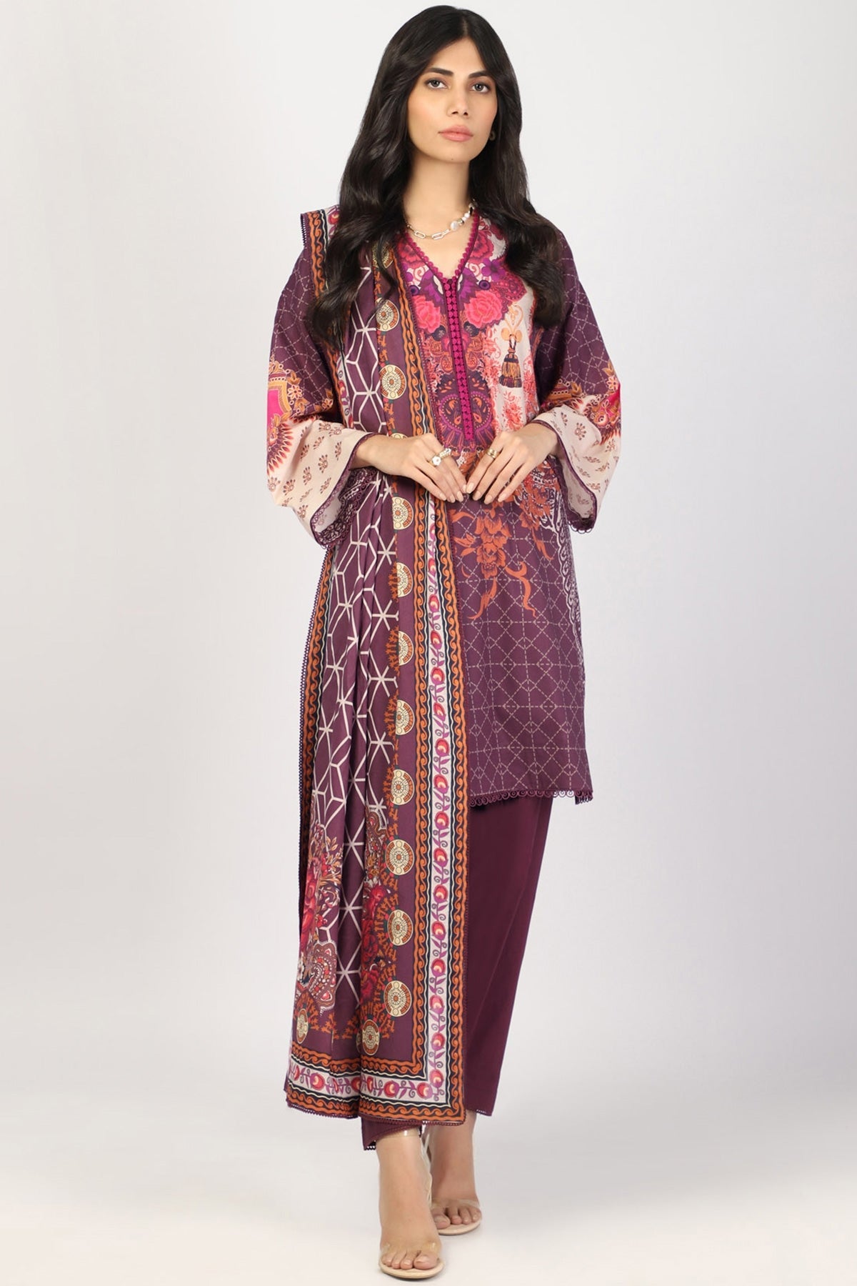 Alkaram Online Ss-26-22 Maroon Spring Summer 2022 - Pakistani Branded Clothes