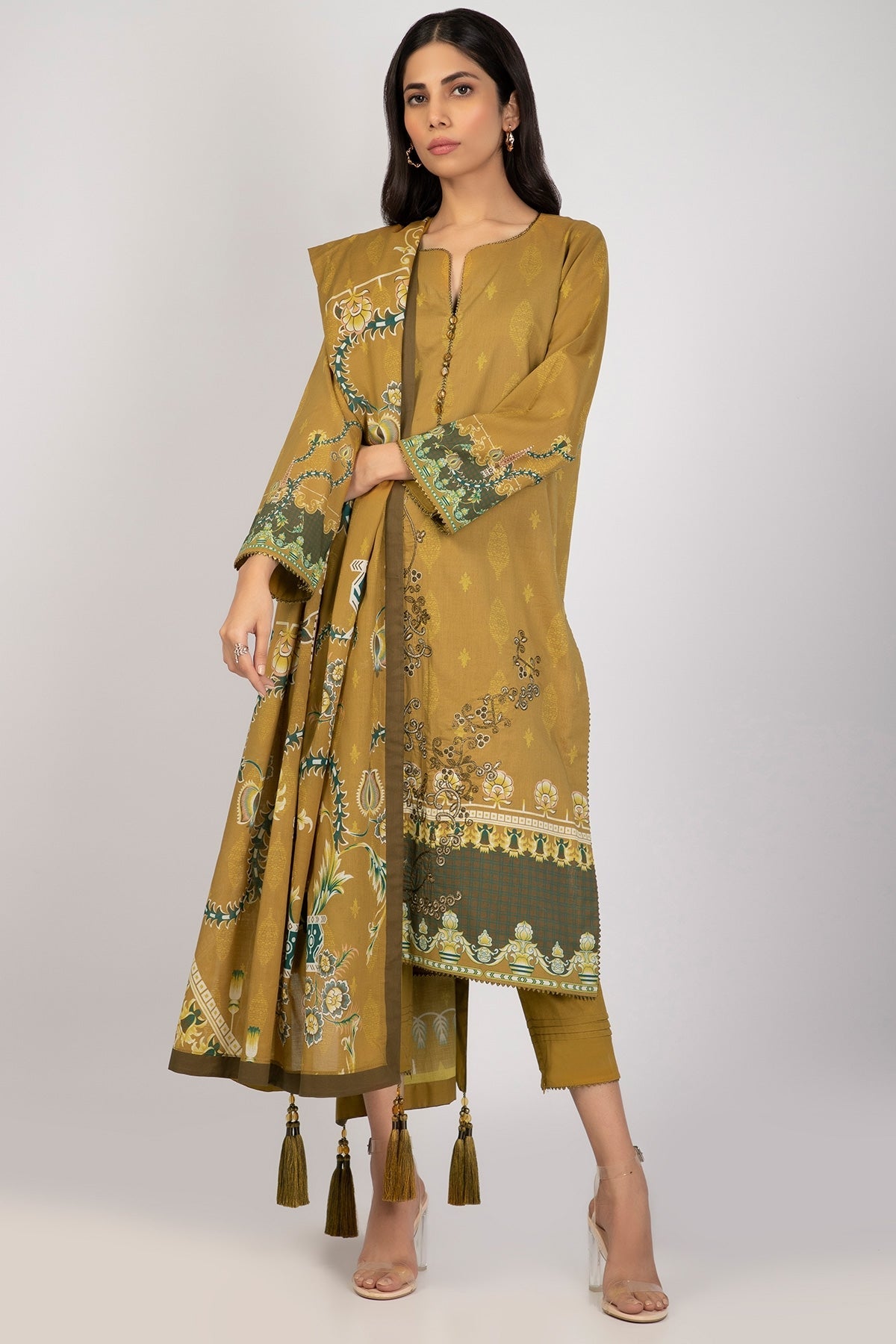 Alkaram Online Ss-3.1-22 Olive Spring Summer 2022 - Pakistani Branded Clothes