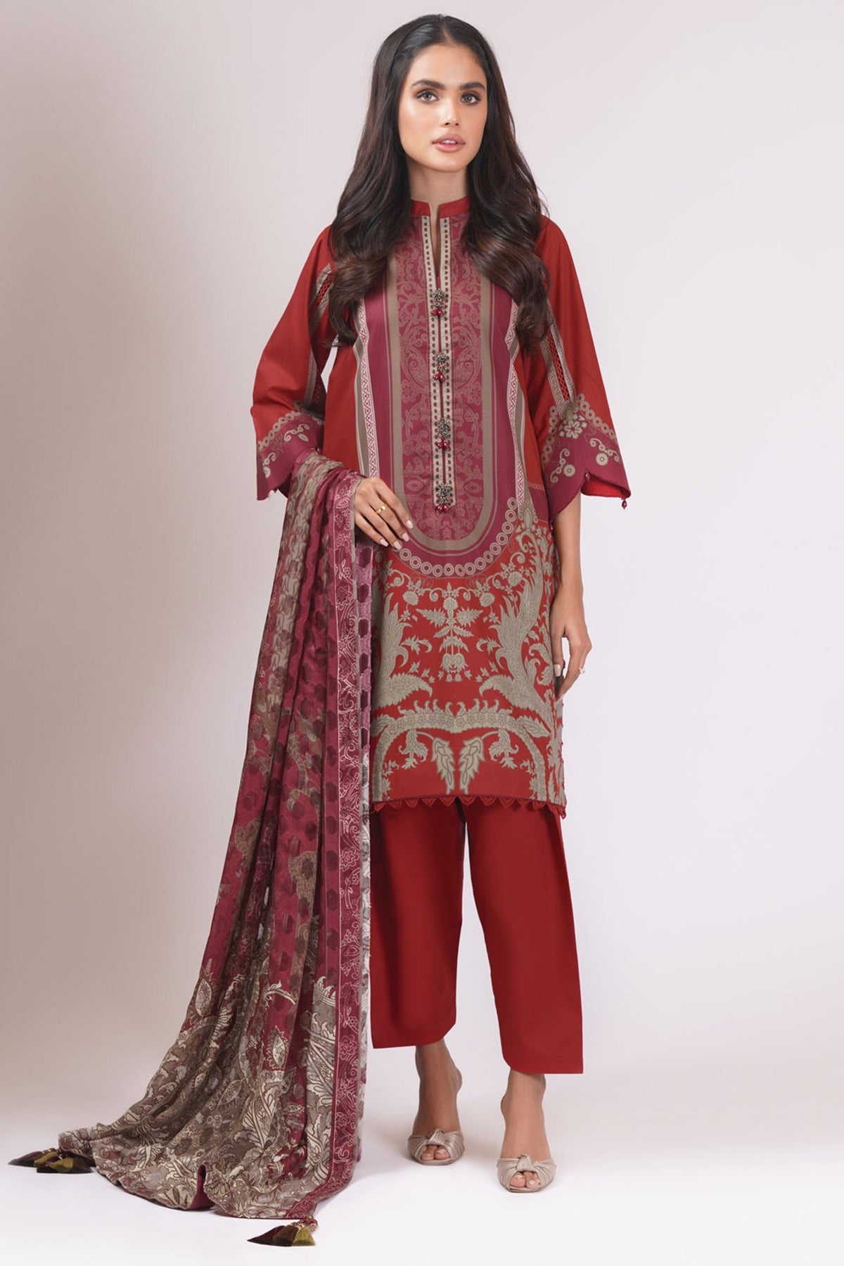 Alkaram Online Ss-30.1-22 Maroon Spring Summer 2022 - Pakistani Branded Clothes