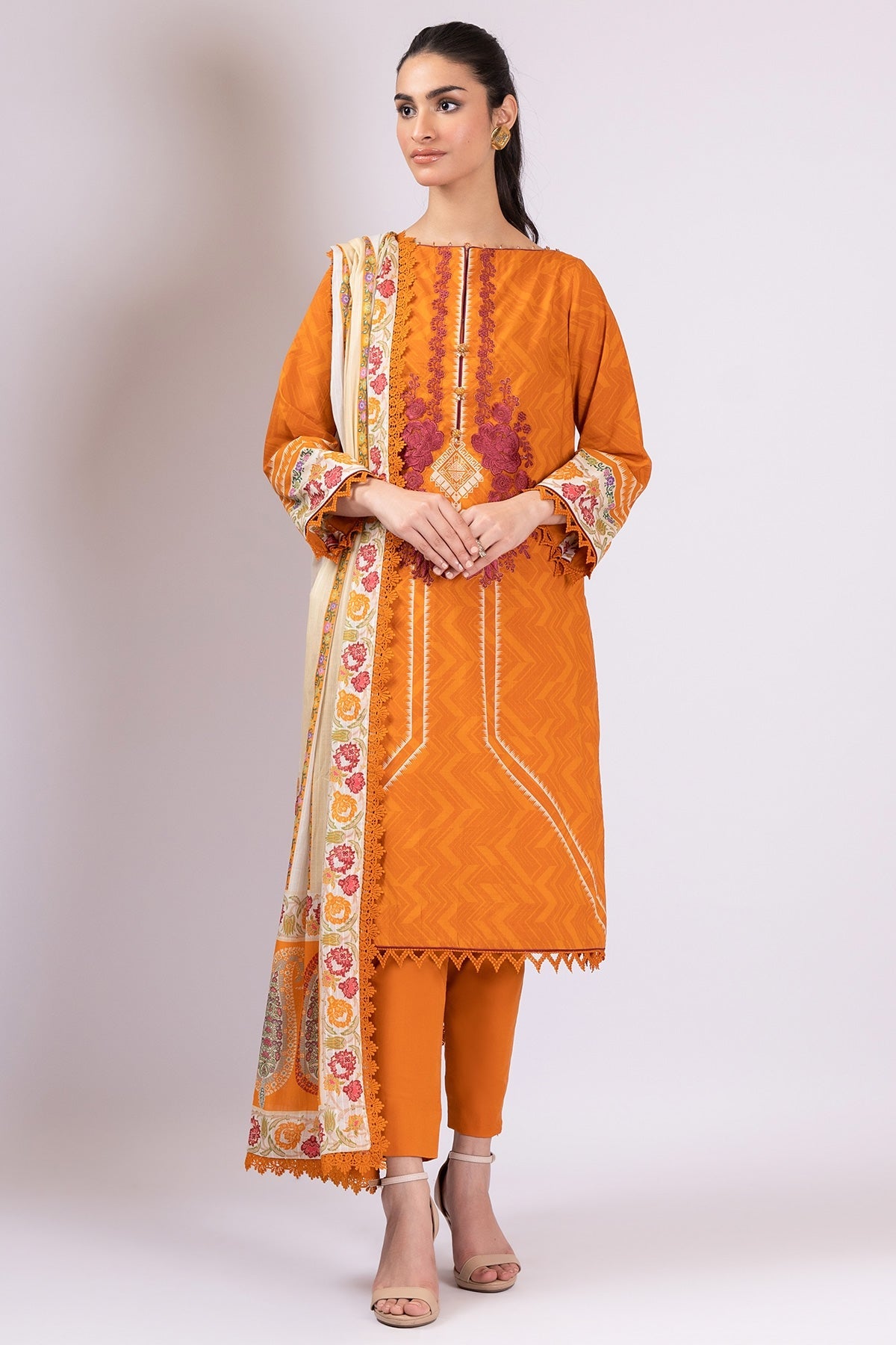 Alkaram Online Ss-37-22 Mustard Spring Summer 2022 - Pakistani Branded Clothes