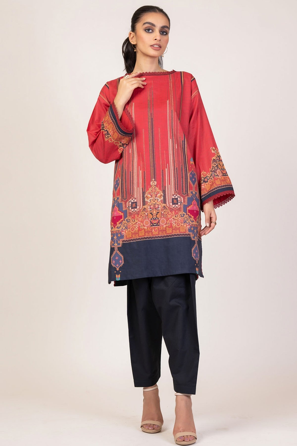 Alkaram Online Ss-43.1-22 Red Spring Summer 2022 - Pakistani Branded Clothes