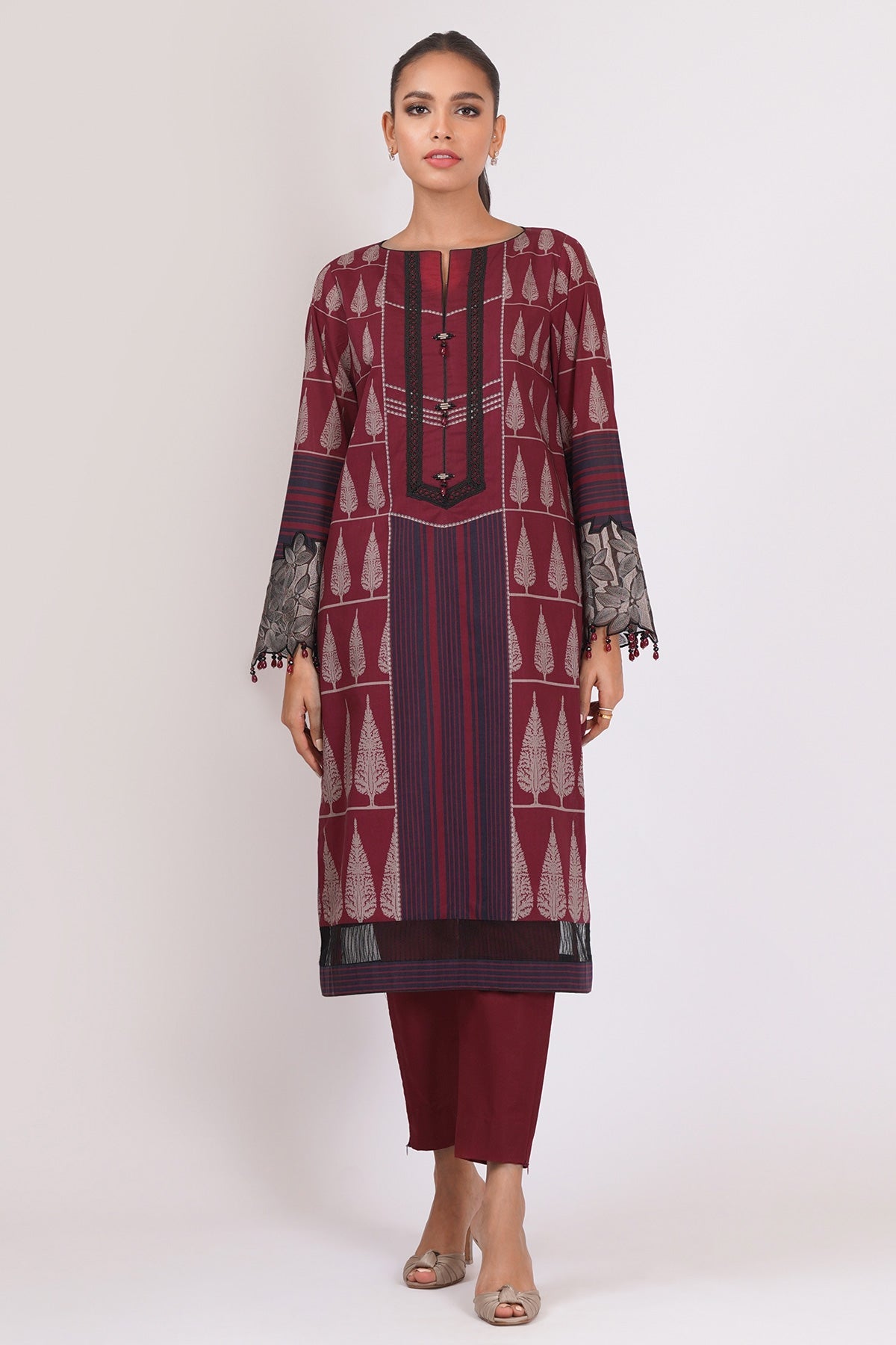 Alkaram Online Ss-47-22 Red Spring Summer 2022 - Pakistani Branded Clothes