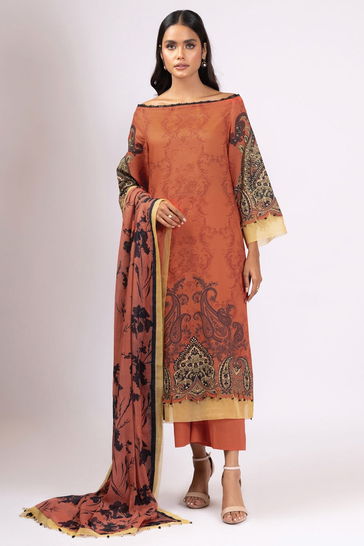 Alkaram Online Ss-6.1-22 Orange Spring Summer 2022 - Pakistani Branded Clothes