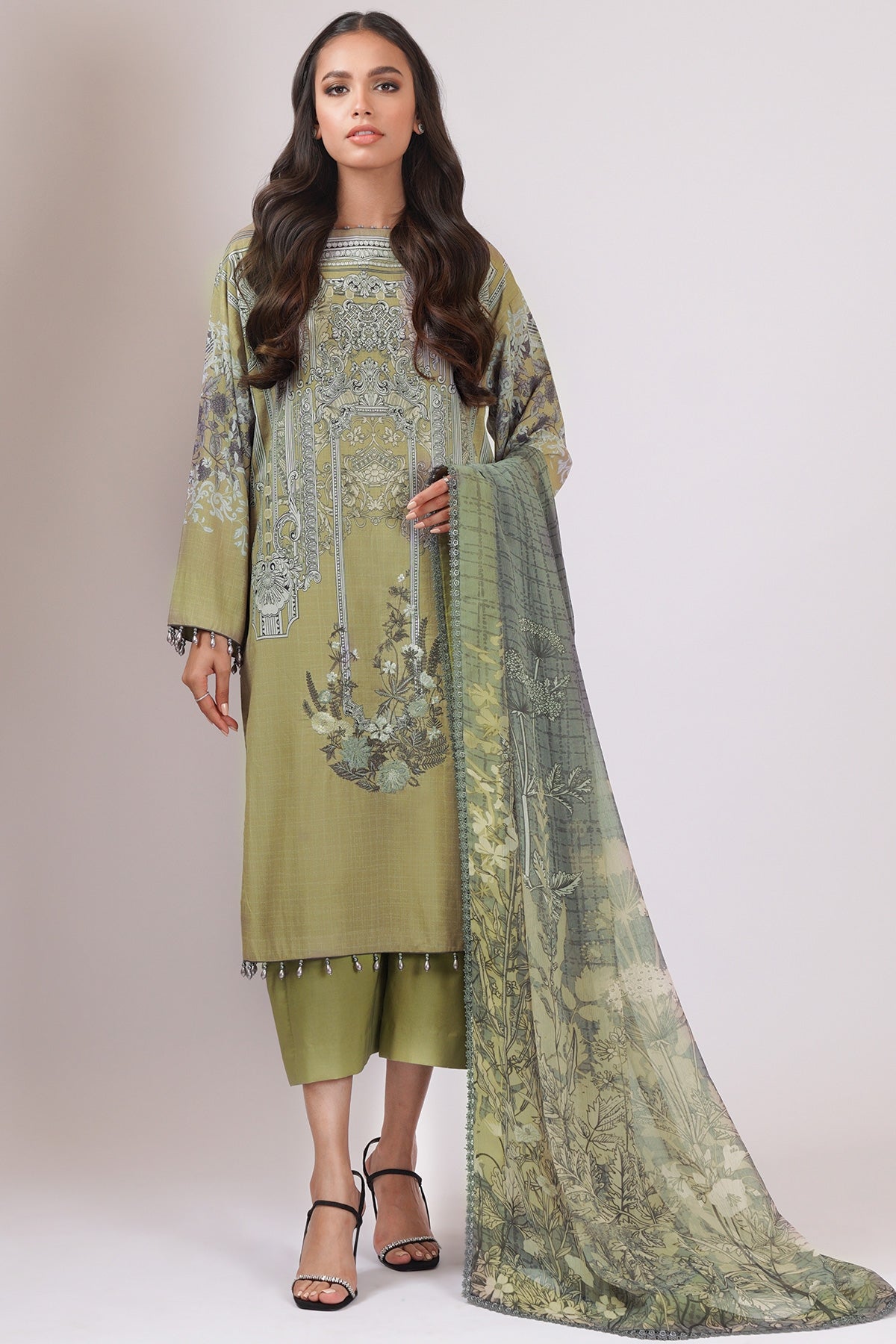 Alkaram Online Ss-9.1-22 Olive Spring Summer 2022 - Pakistani Branded Clothes