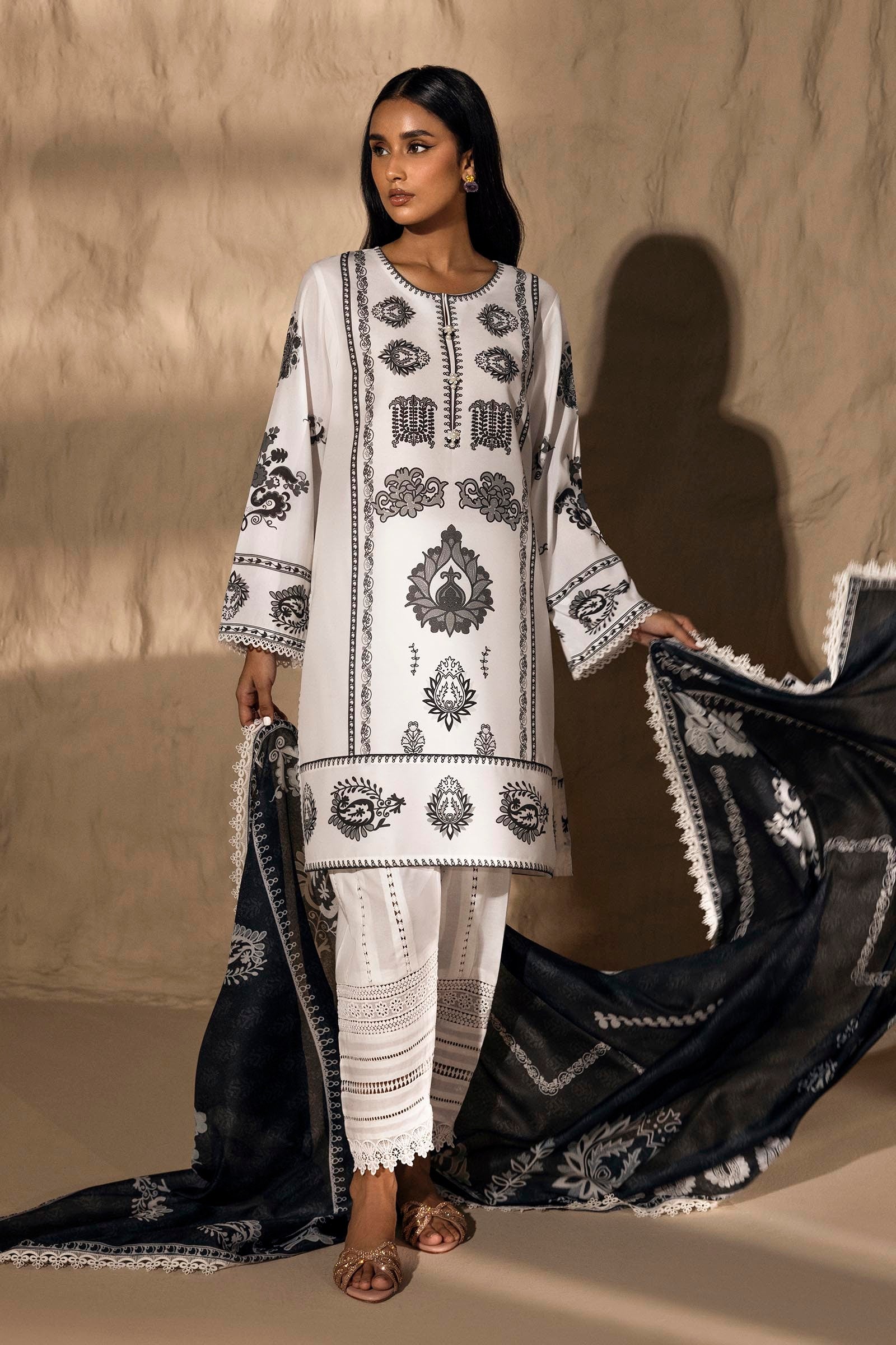 Sana Safinaz SS24ESE243P2D Monochrome Collection 2024 – Sara Clothes