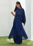 Farah Talib Aziz Zennie Midnight Silk Paneled Shirt with Cape Eid Edition