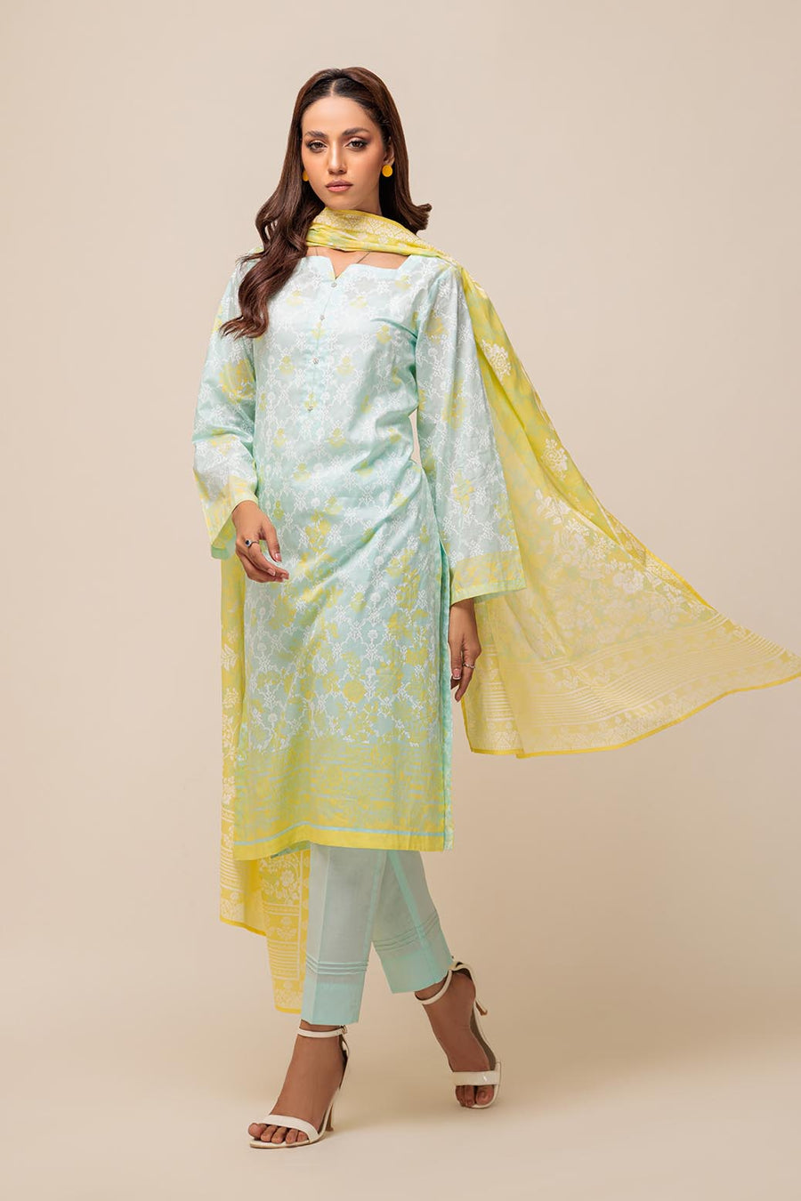 Bonanza Satrangi Lemon Zest Lawn Collection Vol 1