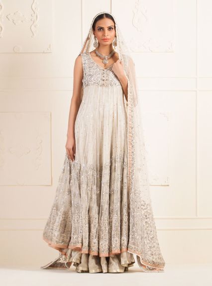 Zainab Chottani Ivory sleeveless net dress Bridal 2020