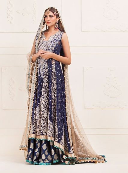 Zainab Chottani NAvy blue floral paneled net dress Bridal 2020 Sara Clothes Zainab Chottani NAvy blue floral paneled net dress Bridal 2020 Sara Clothes