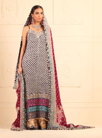 Zainab Chottani Blue pure raw silk shirt Bridal 2020
