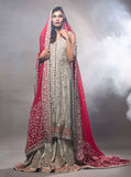 Zainab Chottani Grey net shirt and lehnga with red dupatta Bridal 2020