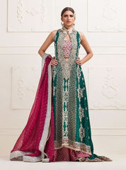 Zainab Chottani Emerald green chiffon dress Formal 2020