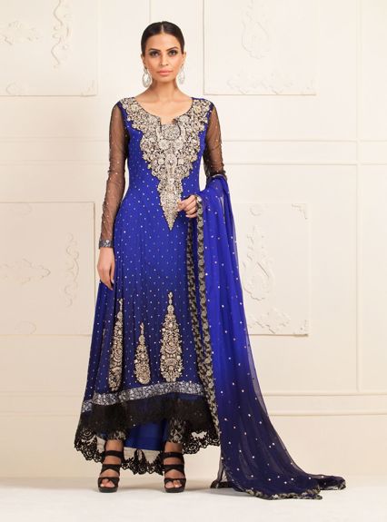 Zainab Chottani Cobalt blue chiffon dress Formal 2020