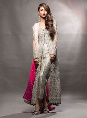 Zainab Chottani Grey dress with gradient pink dupatta Formal 2020