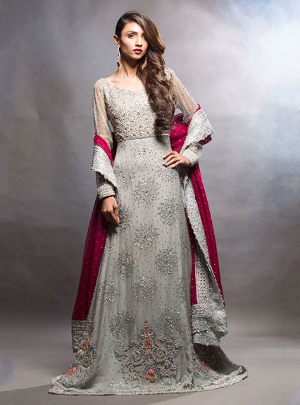 Zainab Chottani Grey dress with magenta dupatta Formal 2020 Sara Clothes Zainab Chottani Grey dress with magenta dupatta Formal 2020 Sara Clothes