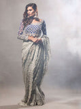 Zainab Chottani Grey saree with cobalt blue blouse Formal 2020