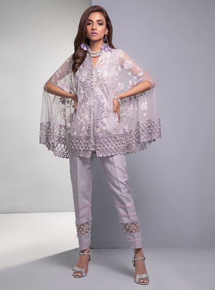 Zainab Chottani Silver tulip cape Luxury Pret 2020
