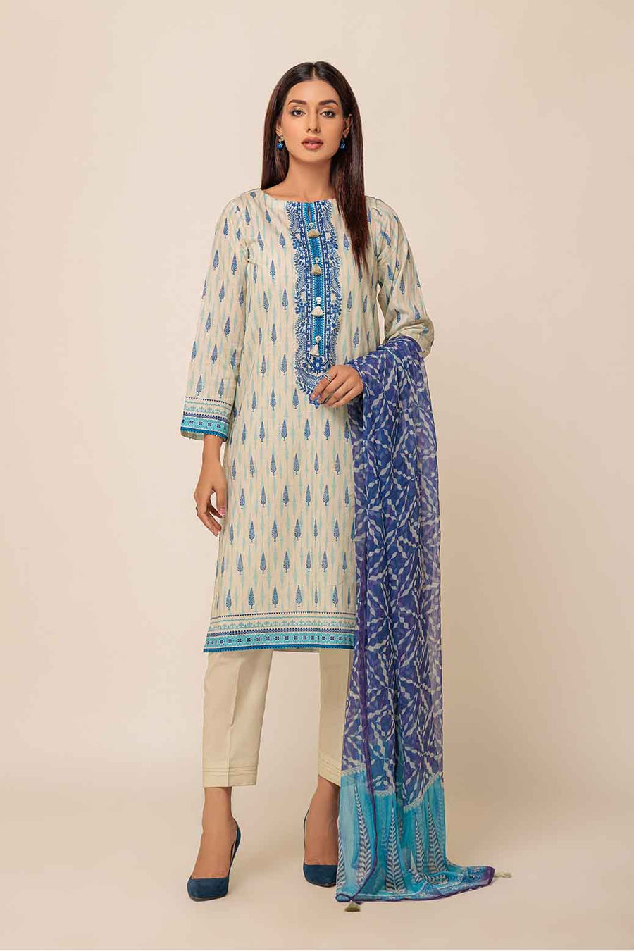 Bonanza Satrangi Blue Trees Lawn Collection Vol 1