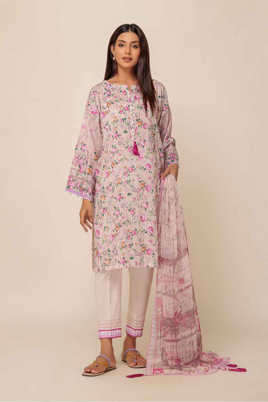 Bonanza Satrangi Orintz Roze Lawn Collection Vol 1