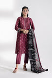 Printed khaddar suit with geometric dupatta by Sara Clothes