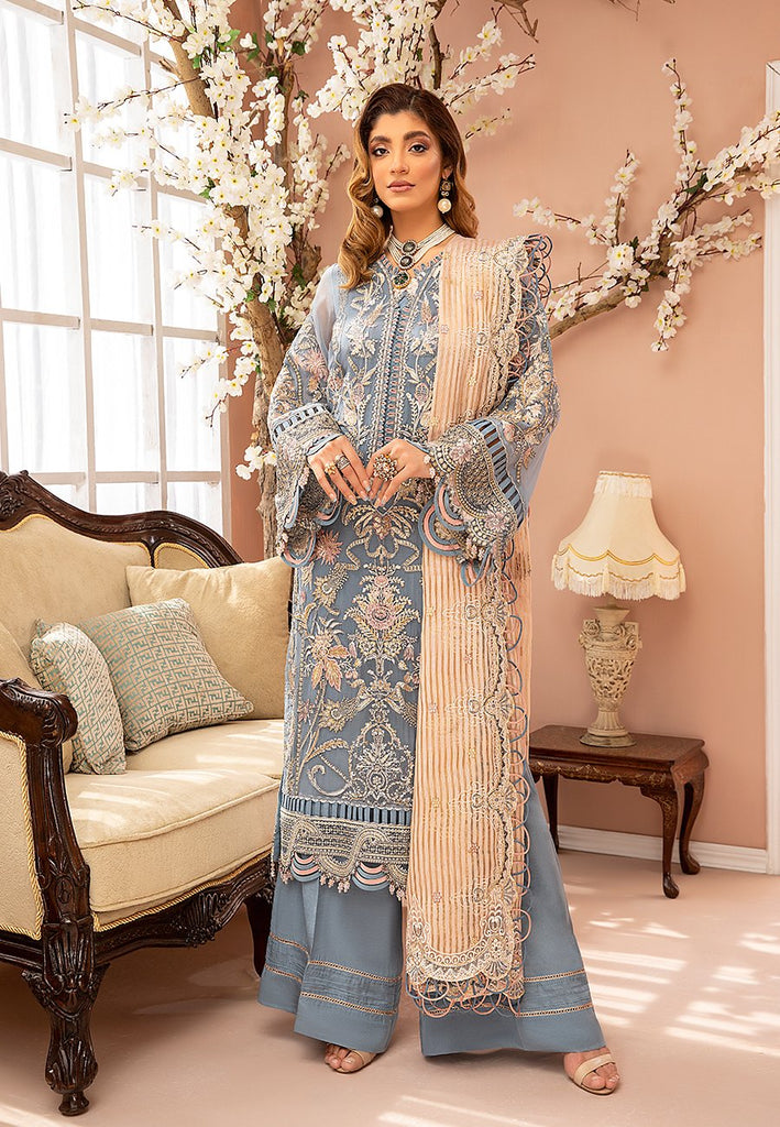 Luxulia By Adan's Libas Embroidered Chiffon Suits Unstitched 3 Piece AL21LC 02 Candy Pink - Luxury Collection main image 1