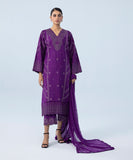 Sapphire U2TE-LX23V6-8 3 Piece Embroidered Cotton Satin Suit Winter Collection