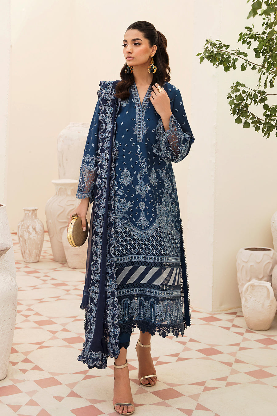 Afrozeh Azure Chikankari Lawn