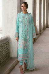 Afrozeh Crystal Cyan Lamhay Luxury Lawn Edition