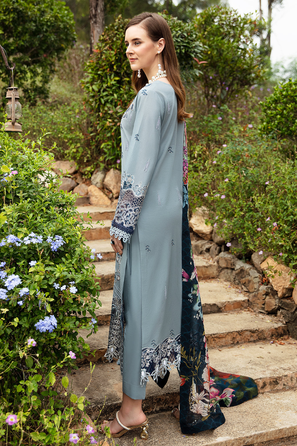 Ramsha Alice Blue Z 809 Andaaz Embroidered Lawn Collection 2024 Sara Clothes 2137