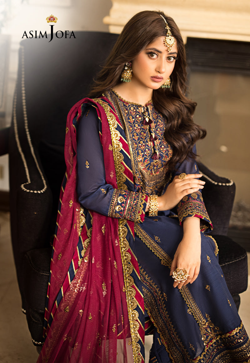 Asim Jofa Navy Blue, Organza, Paper cotton Jhilmil Collection Sara Clothes Asim Jofa Navy Blue, Organza, Paper cotton Jhilmil Collection Sara Clothes
