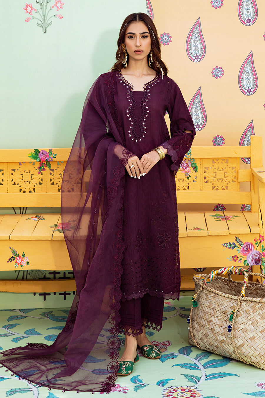 Purple dresses pakistani on sale casual