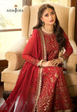 Asim Jofa Chanderi Cotton, Red Jhilmil Collection