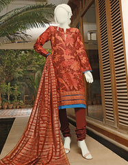 Junaid Jamshed JLAWN S-21-022 FIREBRICK Spring Summer 2021