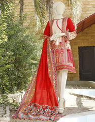 Junaid Jamshed JLAWN S-21-760 A CORAL Spring Summer 2021