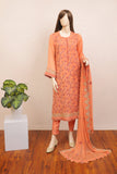 Saya Salmon Orange Chiffon Stitched 3 Piece