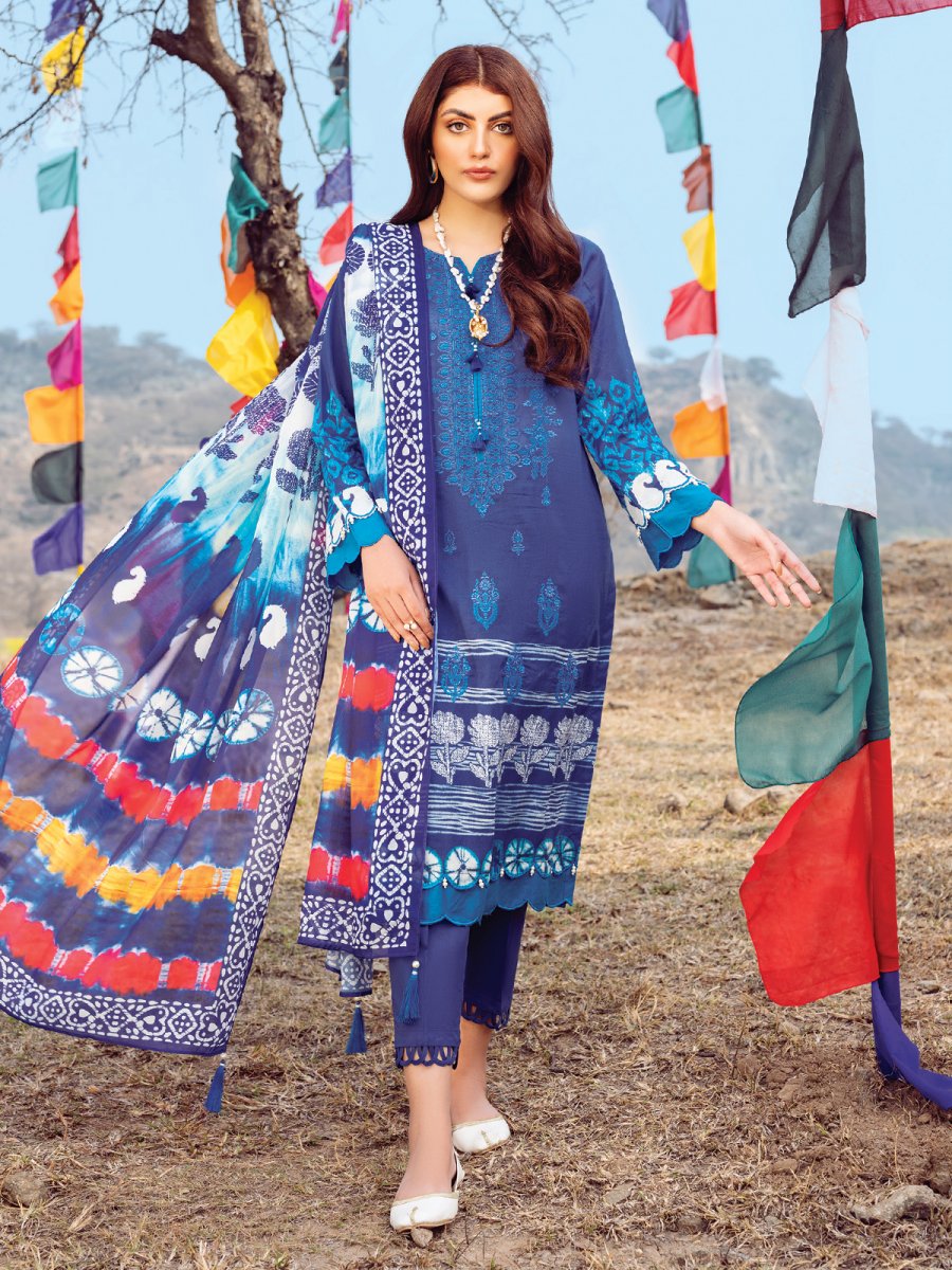 Edenrobe EWU22V1-23581 Blue Nayab Eid Collection 2022