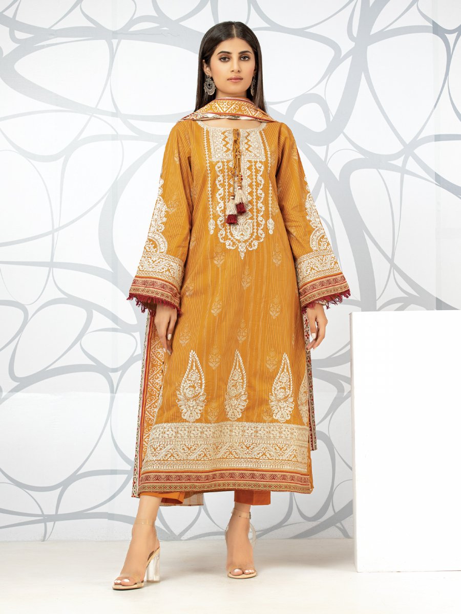 Edenrobe EWU22V1-23622 Mustard Nayab Eid Collection 2022