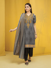 Edenrobe EWU22V1 23644 Grey Black Khayal Summer Lawn 2022