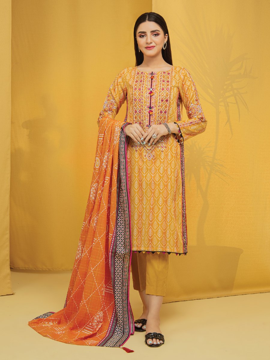 Edenrobe EWU22V1 23651 Orange Khayal Summer Lawn 2022