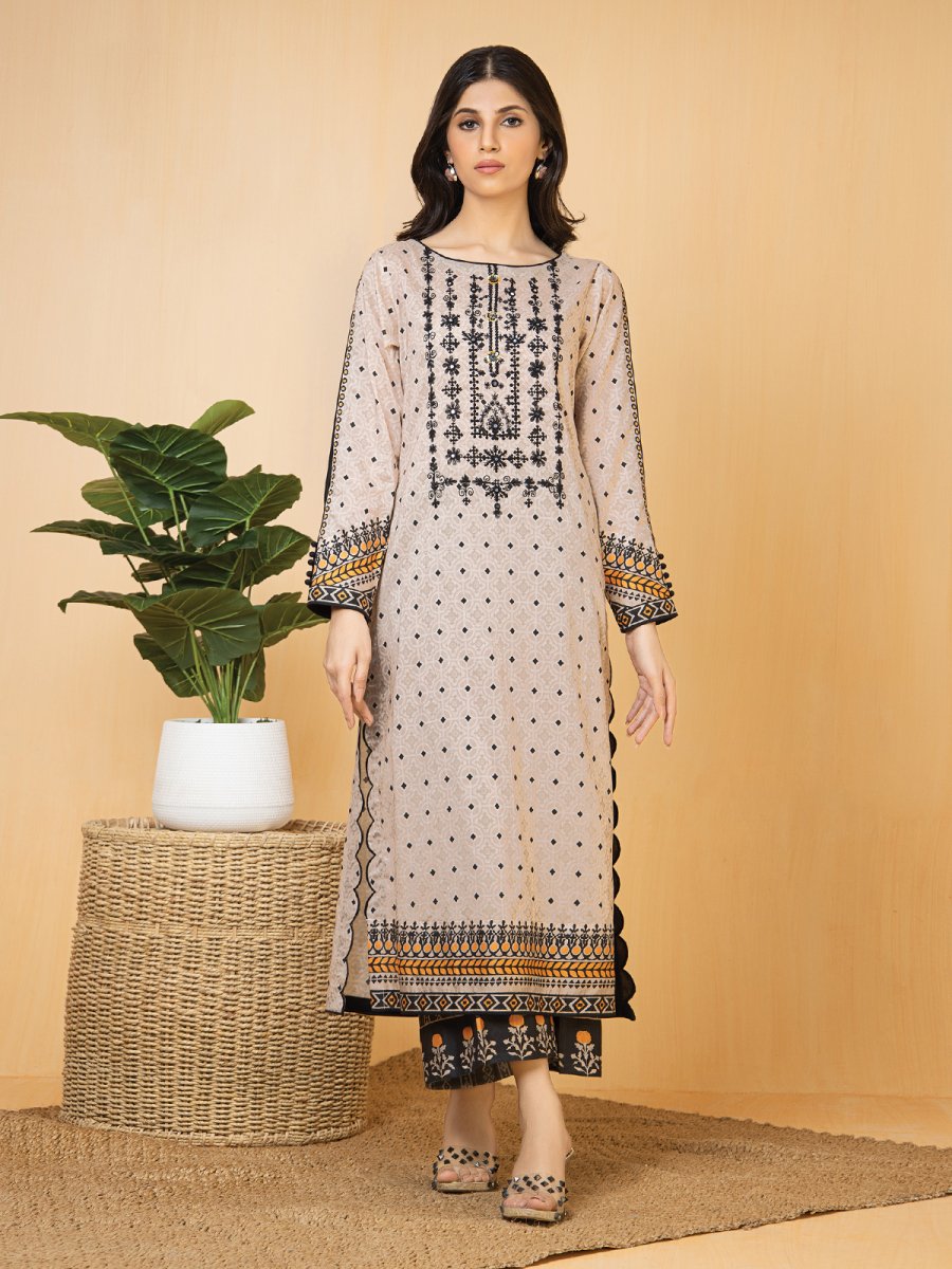 Edenrobe EWU22V1-23663 Light Peach Nayab Eid Collection 2022