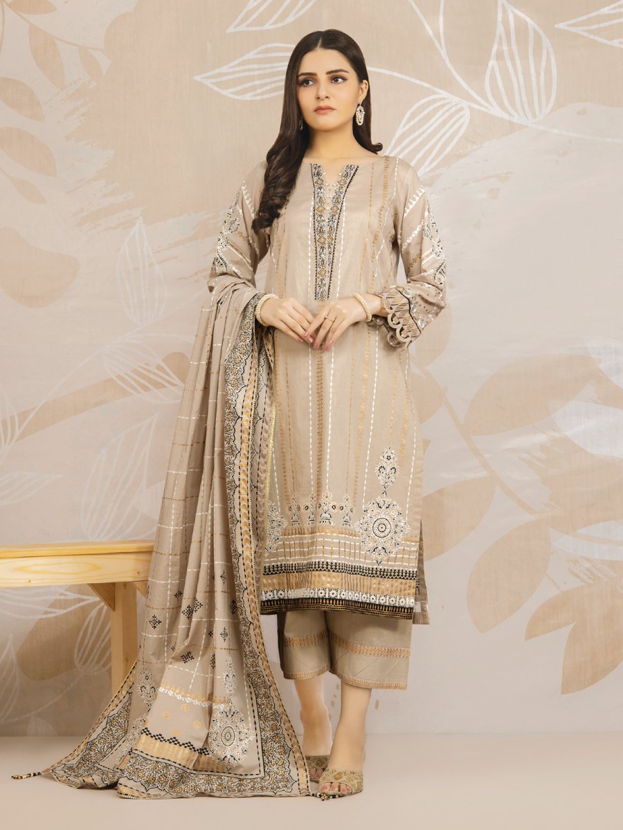 Edenrobe EWU22V1-23684 Beige Nayab Eid Collection 2022