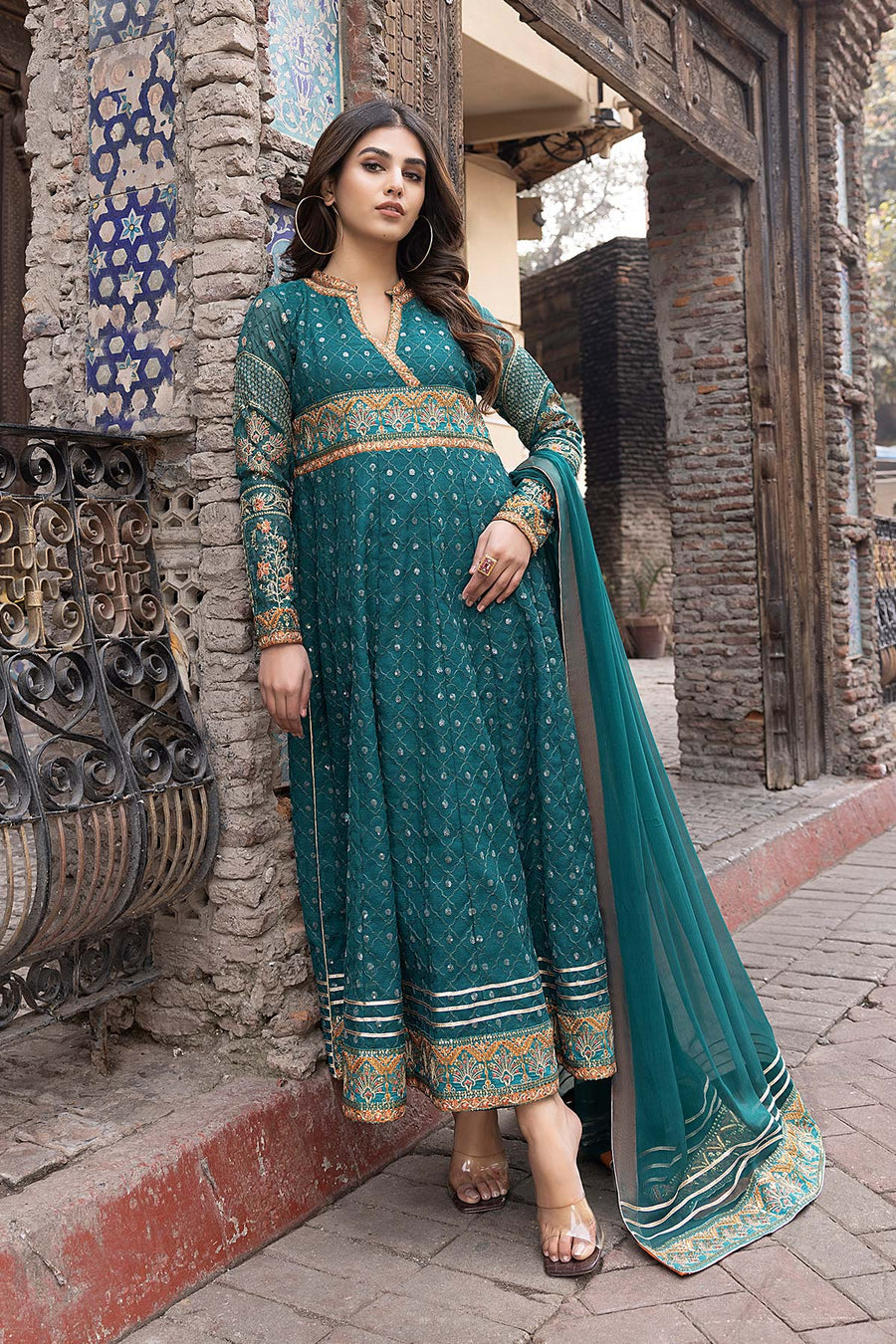 charizma green dress Charizma Green Formal Dresses With Embroidery